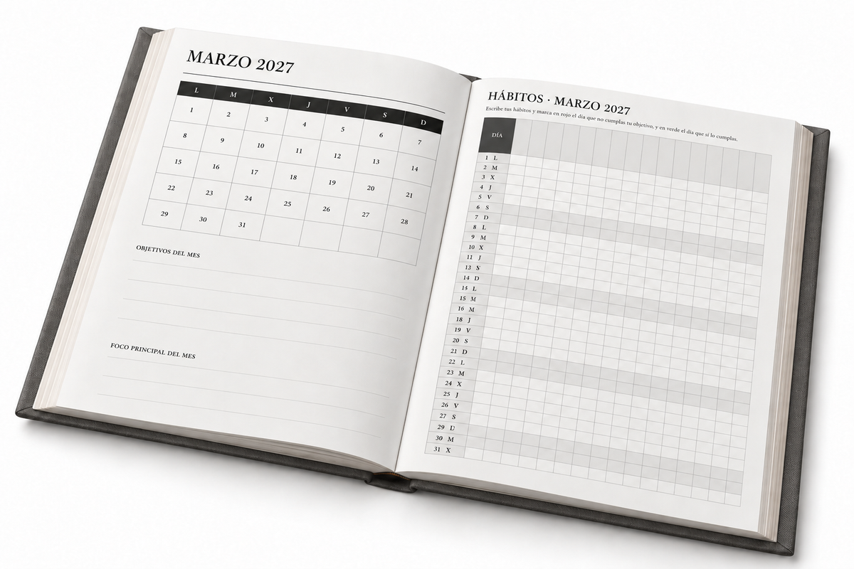 Agenda de Hábitos 2027 - Gris